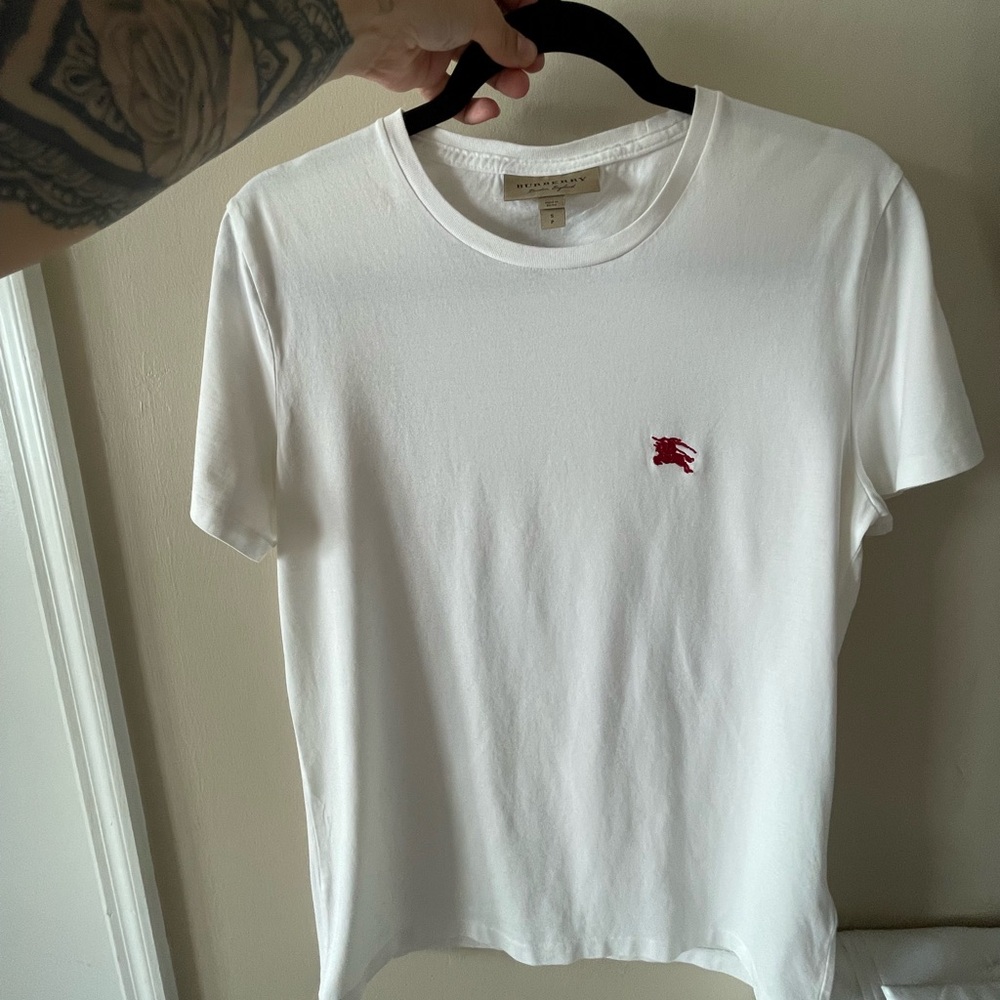 Burberry White T-Shirt with Red Logo